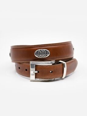 FOOTJOY FJ Brown Leather Belt Silver Buckle Unisex Size 30
